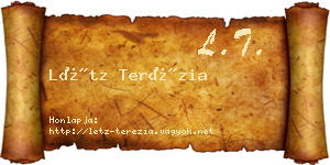 Létz Terézia névjegykártya